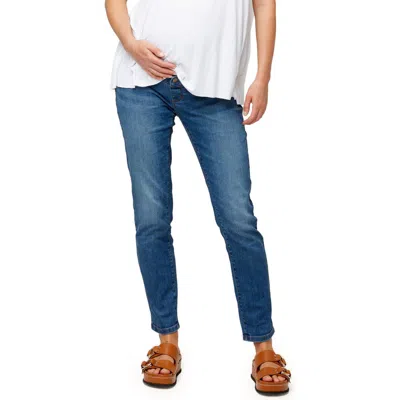 Nom Maternity Bff Over The Belly Taper Leg Maternity Jeans In Dark Blue