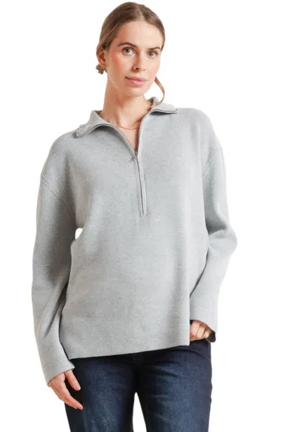 Nom Maternity Blaire Maternity Half-zip Sweater In Grey