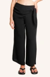 Nom Maternity Easy Wrap Wide Leg Maternity Pants In Black