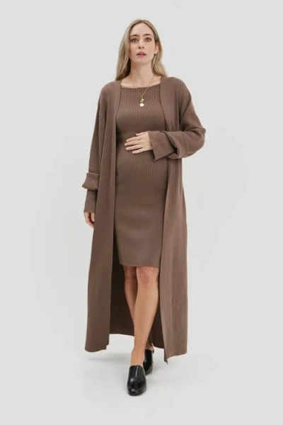 Nom Maternity Emaline Cardigan In Brown