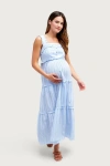 Nom Maternity Emma During + After Maxi Tank Dress In Blue