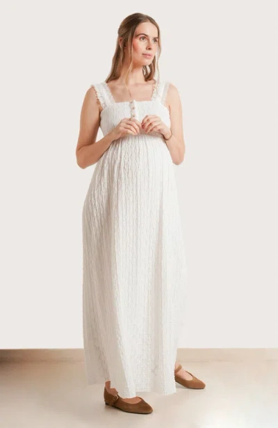 Nom Maternity Emma Maternity & Nursing Maxi Dress In White