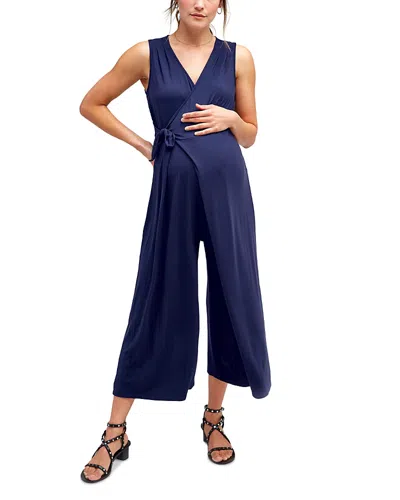 NOM MATERNITY FRANCESCA CROPPED WRAP MATERNITY JUMPSUIT