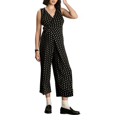 Nom Maternity Francesca Maternity & Nursing Cropped Jumpsuit In Black W/white Dot
