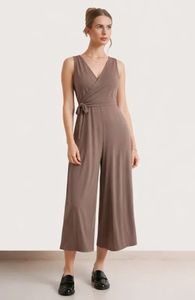 Nom Maternity Francesca Maternity & Nursing Cropped Jumpsuit In Neutral