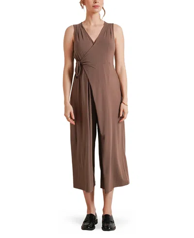 Nom Maternity Francesca Nursing Cropped Jumpsuit In Brown