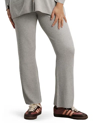 Nom Maternity Georgina Foldover Maternity Knit Pants In Gray
