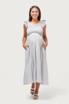 Nom Maternity Harper Cotton Smocked Maternity Dress In Gray