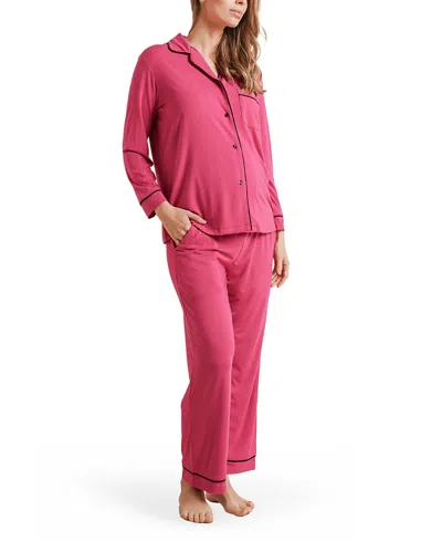 Nom Maternity Heart On My Sleeve Pajama Set In Pink