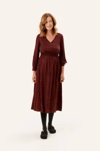 Nom Maternity Leila Dress In Burgundy