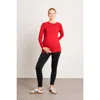 Nom Maternity Liv Long Sleeve Crew Neck Tee In Red