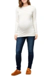 Nom Maternity Liv Long Sleeve Maternity Top In Oatmeal Stripe