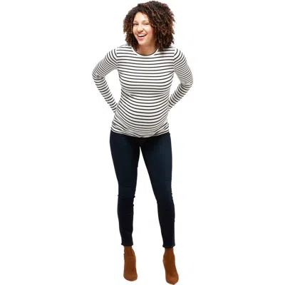 Nom Maternity Liv Long Sleeve Sculpting Maternity Crew Neck Tee In Multi