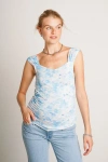 Nom Maternity Lola Floral Print Tank Top In Blue