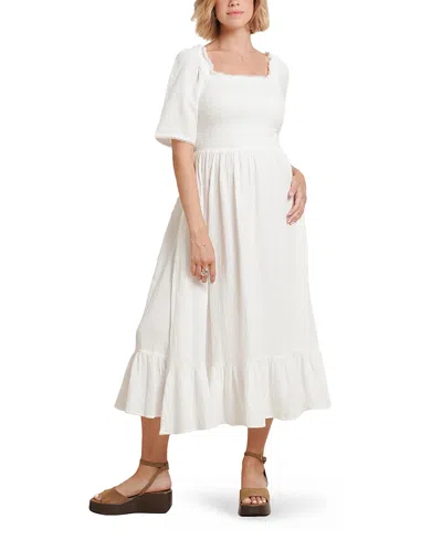 Nom Maternity Raquel Nursing Dress In White