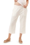 Nom Maternity Remy Smocked Crop Cotton Maternity Pants In White