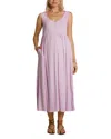 Nom Maternity Ribbed Modal Henley Dress In Lavender