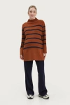 Nom Maternity Sarabeth Stripe Tunic Sweater In Brown