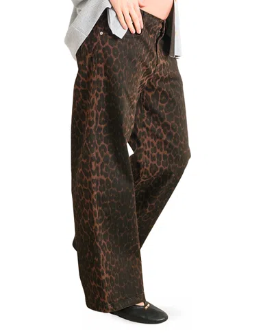Nom Maternity Slouch Under The Belly Boyfriend Jeans In Leopard In Animal Print