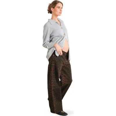 Nom Maternity Slouch Under-bump Maternity Boyfriend Jeans In Brown