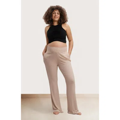 Nom Maternity Super Soft Rib Maternity Pants In Brown