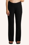 Nom Maternity Supersoft Rib Wide Leg Maternity Pants In Black