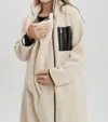 Nom Maternity Teddi Long Coat In Cream In Neutral