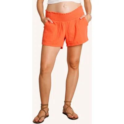 Nom Maternity The Easy Maternity Shorts In Orange