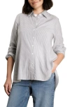 Nom Maternity The Everyday Gauze Maternity Button-up Shirt In Blue White Stripe