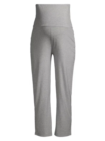 Nom Maternity Camilla Ribbed Maternity Trousers In Heather Grey