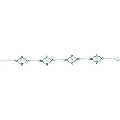 Noma Cross Chain Bracelet In Silver/white Green