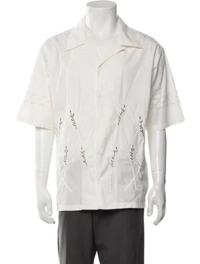 Pre-owned Noma T.d. Embroidered Short Sleeve Shirt In White