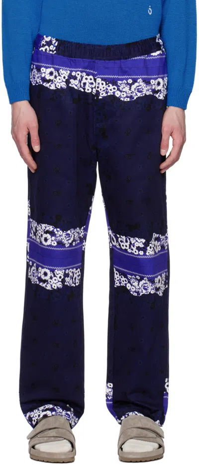 Noma T.d. Navy Easy Trousers In Draw Your Garden - N