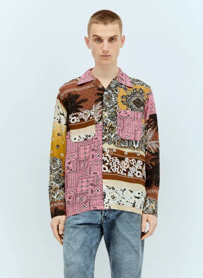 Noma T.d. Patchwork Open-collar Shirt In Multicolour