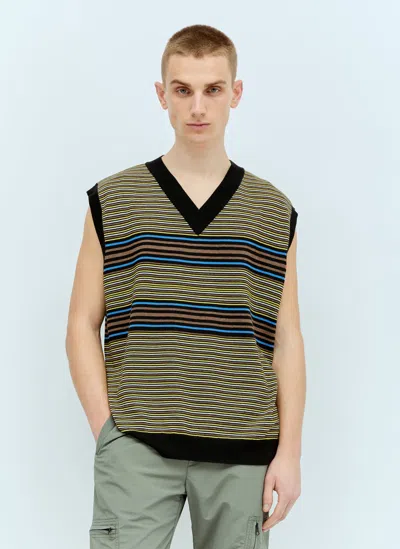 Noma T.d. Stripe Knit Waistcoat In Black