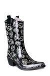 Nomad Yippy Western Rain Boot In Black/white Skulls