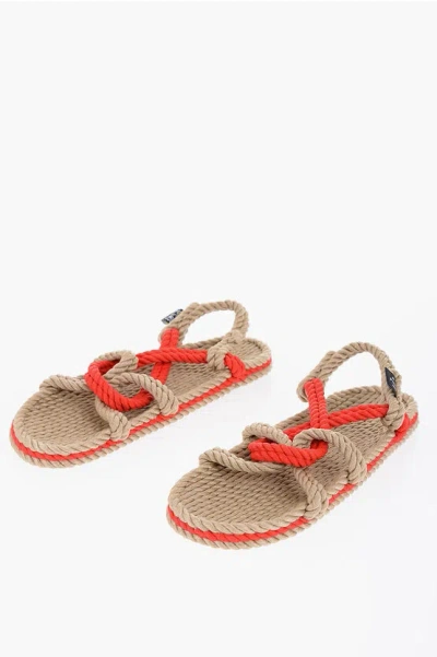 Nomadic State Of Mind Two Tone Rope Slingback Sandals In Red