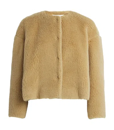 Nomadissem Shearling Cropped Teton Jacket In Beige