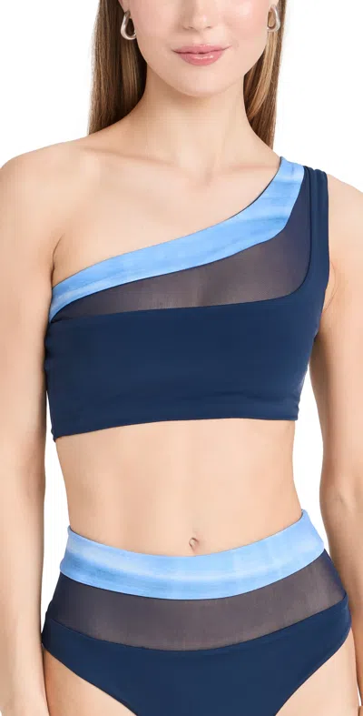 Nomads Bay Bikini Top Ii Passport Blue + Agua Print In Passport Blue+ Agua Print