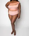 Nomads Coast One Shoulder Swim Top In Dusty Rose Stucco