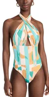 Nomads Isle One Piece Expressivo Print And Peach In Expressivo Print And Peach