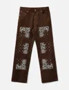 Nòmarhythm Textile Bandana Embroidery Corduroy Pants In Brown