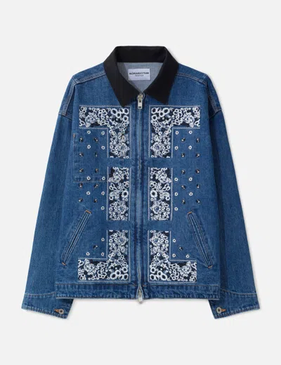 Nòmarhythm Textile Bandana Embroidery Denim Jacket In Blue