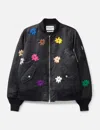 Nòmarhythm Textile Flower Embroidery Flight Jacket In Black