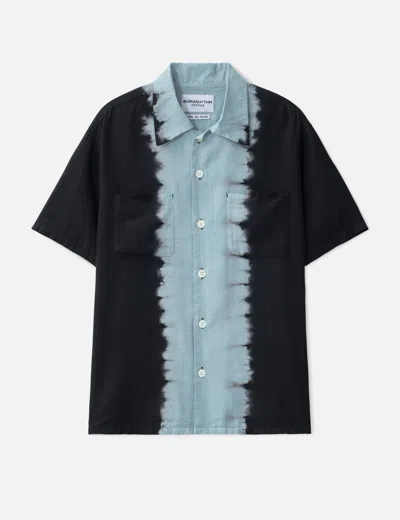 Nòmarhythm Textile Hand Dye Open Collar Ss Shirt In Blue