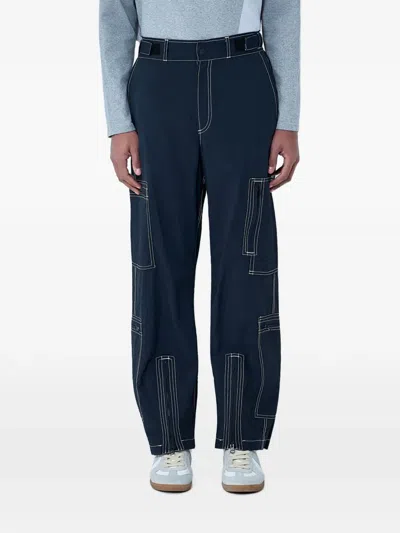 Nomarythm Textile Contrast-stitch Cargo Pants In Black
