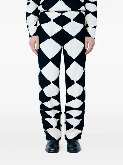 Nomarythm Textile Diamond-pattern Elasticated Trousers In Black