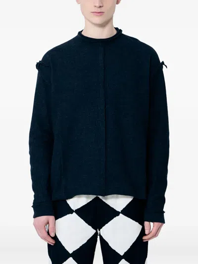 Nomarythm Textile Panel Crew-neck Sweater In Black