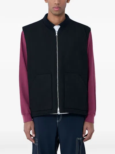 Nomarythm Textile Zip Patch Pocket Vest In Black