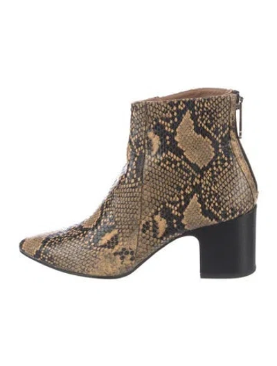 Pre-owned Nomasei Embossed Leather Animal Print Boots In Neutral